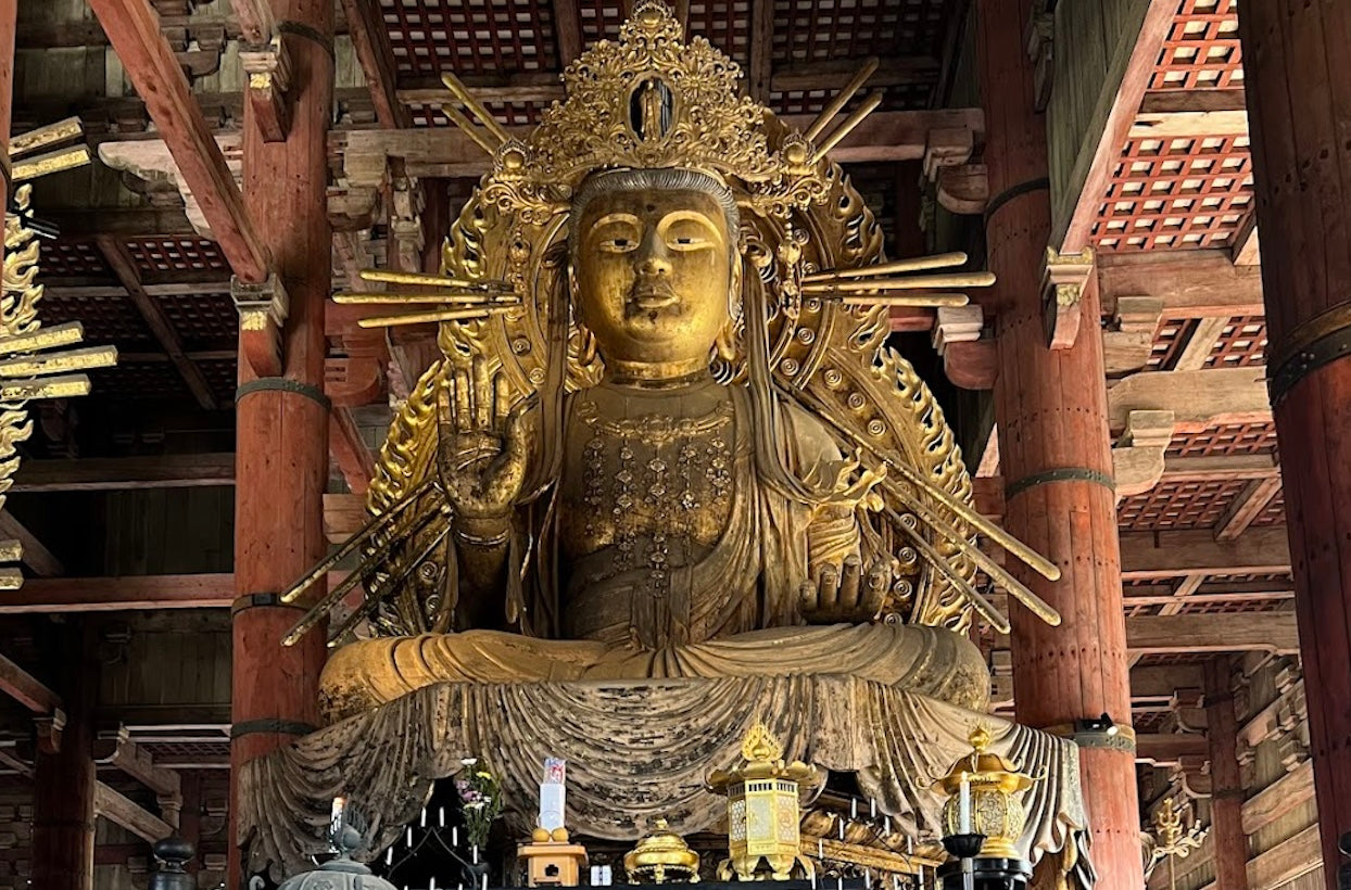 Large golden Buddha statue inside Todai-ji Temple in Nara, Japan
