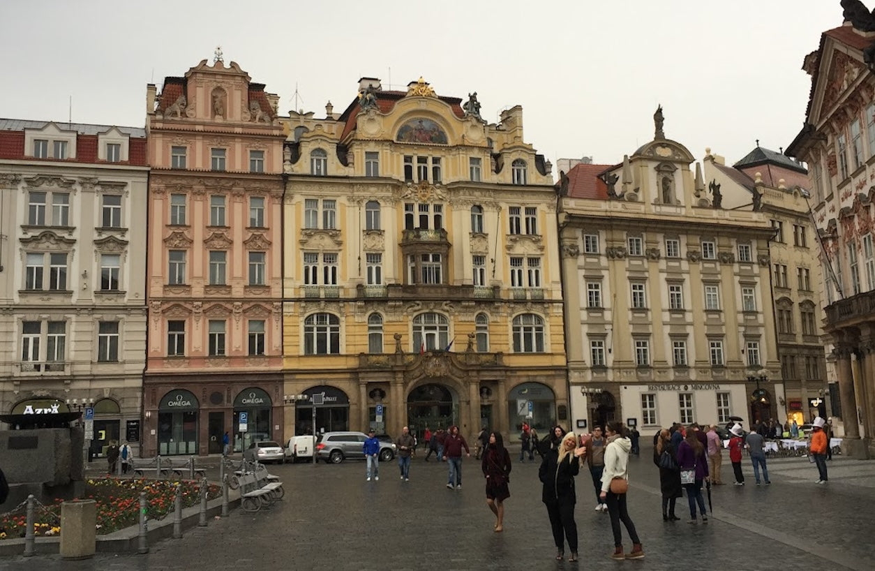 Colorful historic buildings in Prague’s Old Town Square